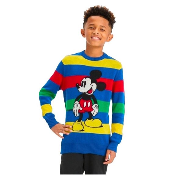 Disney Mickey Mouse Retro Stripe & Design Multicolor Sweater - Boys' Medium 8/10 - Picture 2 of 8